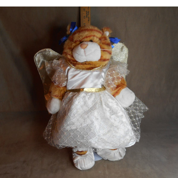 Build-A-Bear Orange Striped Tabby Cat in Angel Outfit w/Sound Box 17" Plush - Picture 3 of 13